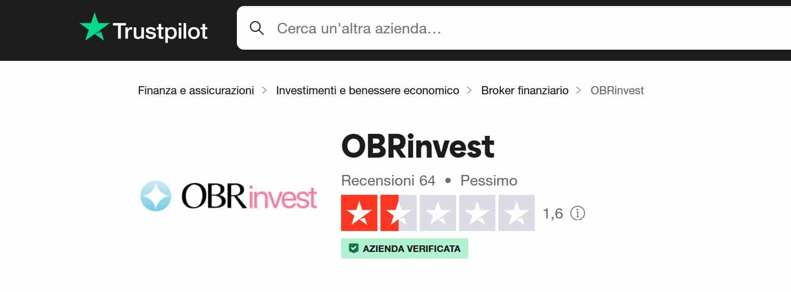 OBRinvest recensioni TrustPilot