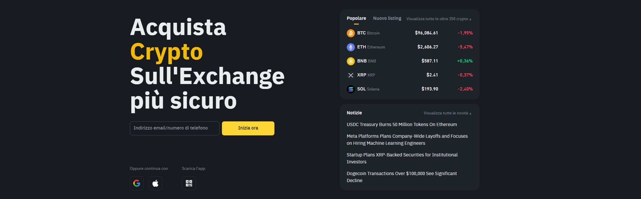 Migliori piattaforme e app crypto - Binance